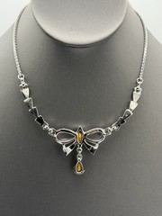 Vtg Signed ANTHONY Silvertone Clear Rhinestones 16″ Necklace