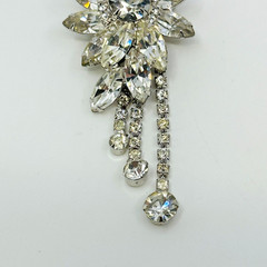 VTG Brooch Rhinestone Flower Prong Set Pendant Stunning Unsigned Beauty 3.5″