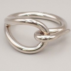 HERMES Logo Jumbo Scarf Ring Silver Accessories 05MA471