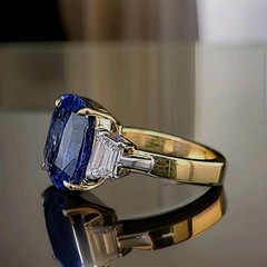 Vintage 18k Platinum Engagement Ring 10.41CT.Natural Cushion Blue Sapphire GIA