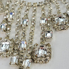 Silver Tone Clear Crystal Waterfall Tennis Necklace 15.5 Inch Adjustable
