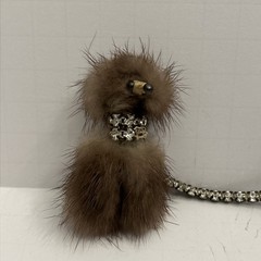 VTG Mink Fur Poodle Dog Brooch, Dark Brown Lapel Pin