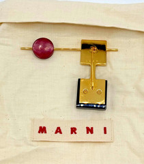 2015 MARNI Modernist Resin & Gold-Tone Metal Brooch Pin, Consuelo Castiglio Era