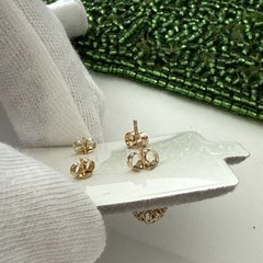 Lot x 2 Pairs VTG 14K Solid Yellow & Multi Color Gold Stud Earrings
