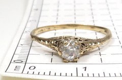 Antique Art Deco Old European Diamond Engagement 18KW Ring Sz 6.75 UK-N EGL USA