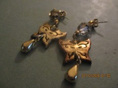 ABS Rhinestone Vintage Unbranded Womens BUTTERFLY THEME Dangle Earrings