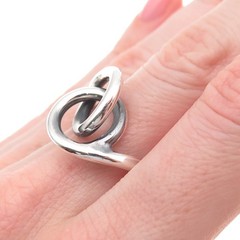 Anna Greta Eker 925S Sterling Vintage Norway Modernist Interlocked Ring Size 6.5