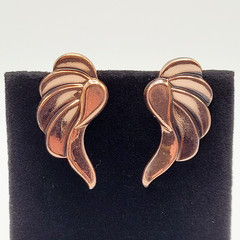 Modernist Copper Wings Climber Style Clip On Earrings Artisan Style Unsigned