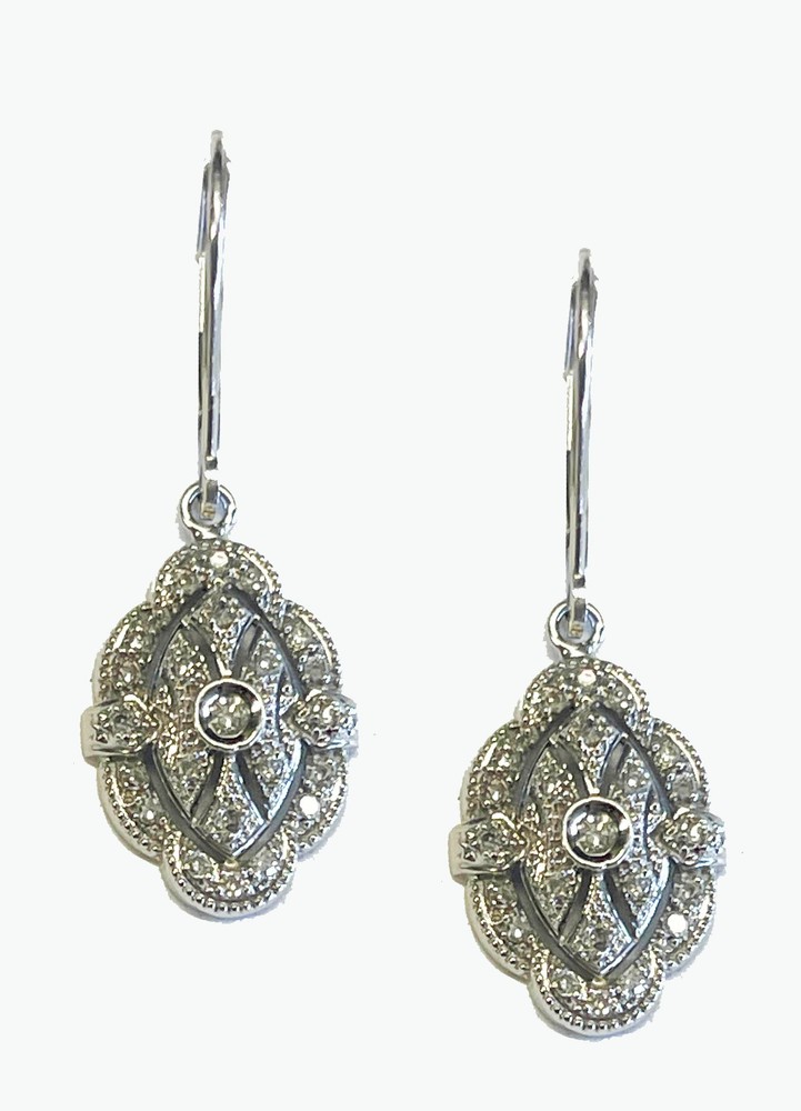 From Estate 40 Diamonds 14k White Gold Dangling Earrings