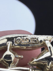 Vintage Designer Lisner Silver Tone Gold Plated Rhinestone Leaf Brooch