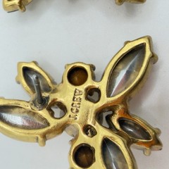 J.Crew Earrings Gold Tone Multicolor Rhinestone Pierced Signed 1.25″