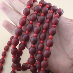 Venetian Red WhiteHeart Trade Glass Beads Necklace 12.6mm x 11.4mm & 6-7mm