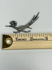 VTG J. Ritter Silver Tone 2 1/2” Figural Road Runner Turquoise Eye Southwest Pin