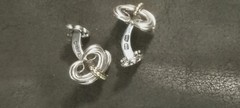 Caviar Lagos Vintage 18K Gold & Silver 925 Knot Bullet Back Cufflinks
