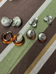 Vintage Multicolor Clip-On Earrings Lot Metal Plastic Glass