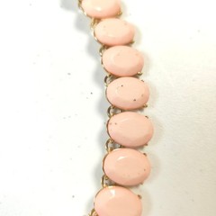 Vintage Unbranded Pink Plastic And Rhinestone Chunky Necklace Unique Gold-Tone