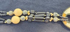 Horn Bone Shell Mother of Pearl Jet Abalone African Tribal Style 24″ L Necklace