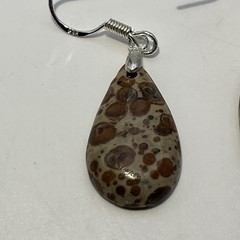 Teardrop Asteroid Jasper Sterling French Wire Earrings Natural Gemstone Casual
