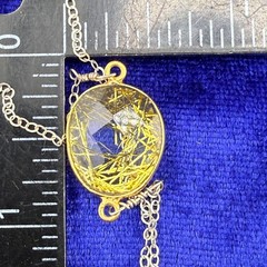 Vintage Rutilated Quartz MSC Sterling Silver Necklace 16”
