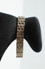 Vintage Silver Tone CU Rhinestone Linked Women Bracelet 7 inches