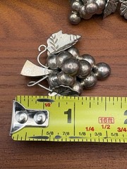Vintage Taxco Mexico 925 Sterling Silver Grape Broch/Pendant Earring Set 30g