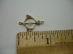 antique 14K gold seed pearl birthstone Lavalier Pendant charm wind dangle drop