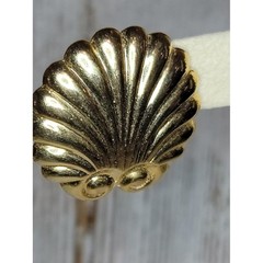 Gold Scallop Shell Stud Earrings Vintage Style Nautical Coastal Statement