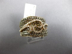 2.46CT WHITE & CHOCOLATE FANCY DIAMOND 18K ROSE GOLD MULTI ROW FILIGREE FUN RING