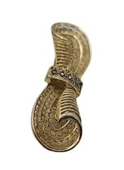Vintage Gold Vermeil Sterling Germany Art Deco Markasite Filagree Scroll Brooch