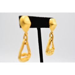 Casual Corner Vintage Earrings Brushed Gold Dangle Chunky Signed 1980s BinC