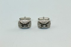 Vintage Swank Cufflinks Silver-tone Alloy With Center Smokey Grey Stone