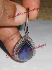 LATEST 0.66ct ANTIQUE ROSE CUT DIAMOND SILVER 925 SAPPHIRE VINTAGE LOOK EARRINGS