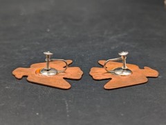 Vintage Copper Thunderbird Screw Back Earrings Southwestern Stamped Design