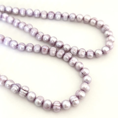 Ladies Genuine Real Pearl Purple Lavender Dyed Long Chunky Strand Necklace 36″