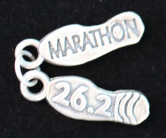 Vintage Sterling Silver Marathon 26.2 Miles Running Shoes Souvenir Charm 925 E