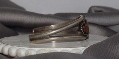 Vintage Mexico Sterling Silver & 10k G.F Ruby Cross Cuff 25.2G / 6.25in