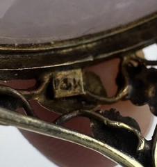 VINTAGE ANTIQUE 14K YELLOW GOLD GENUINE LAVENDER JADE SEED PEARL RING SZ. 6 3/4