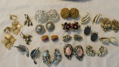 Vintage Earrings Large Lot WEISS CORO COVENTRY MONET Rhinestones 16 Pairs
