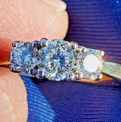 Original EARTH MINED DIAMOND Octagon cut Deco Engagement Ring Vintage Trilogy 6
