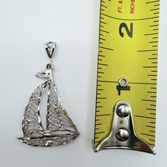 Vintage 925 Sterling Silver Filigree Nautical Sailboat Charm Pendant