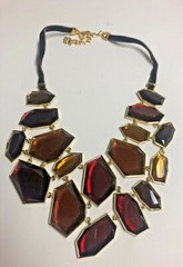 JOAN RIVERS Large Red & Chocolate Glass Mosiac Festoon Necklace