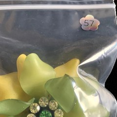 Vintage 70s Floral Brooch | Satin Acrylic Green Yellow Rhinestone