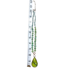 Vintage Monet Necklace Lucite Resin Leaf Pendant Faux Jade Beads Gold Tone Metal