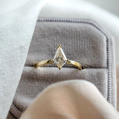 1.00CT Kite Cut White Moissanite With Pure 10K Yellow Gold FN Women Wedding Ring