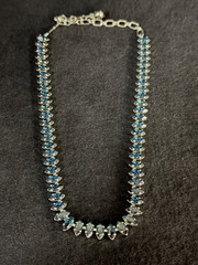 B DAVID Blue Rhinestone Choker Necklace Adjustable