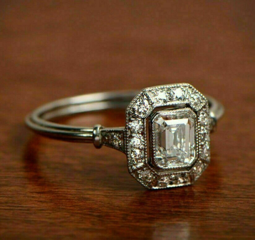 3.30Ct White Diamond Art Deco Vintage Engagement Ring 925 Sterling Silver