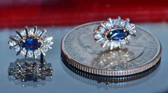 14k yellow gold earrings 0.68ct natural, treated sapphire dia stud 2.35gr N3717