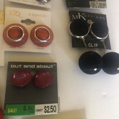 Vintage Lot of 19 Pairs Clip-On Earrings Jordache Rembrandt Etc All On Card