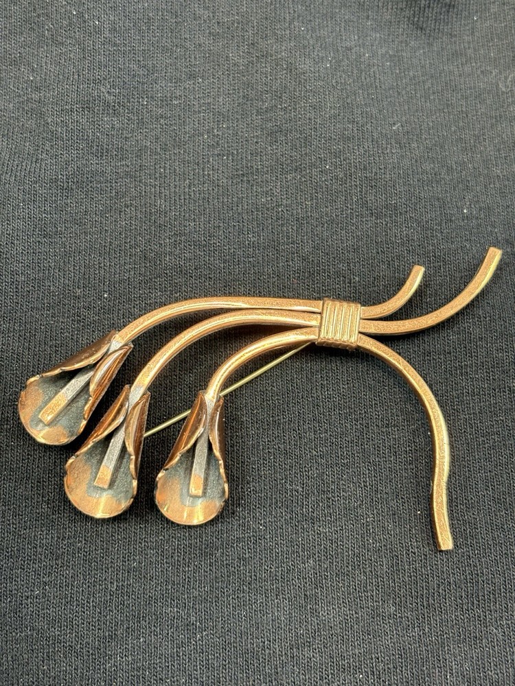 Vintage Matisse Renoir Calla Lily Copper Brooch 3 1/8″ long – Beautiful MCM