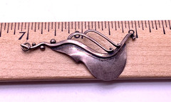 Vintage Sterling Silver large 2 inch pendant Art Nouveau drop pendant